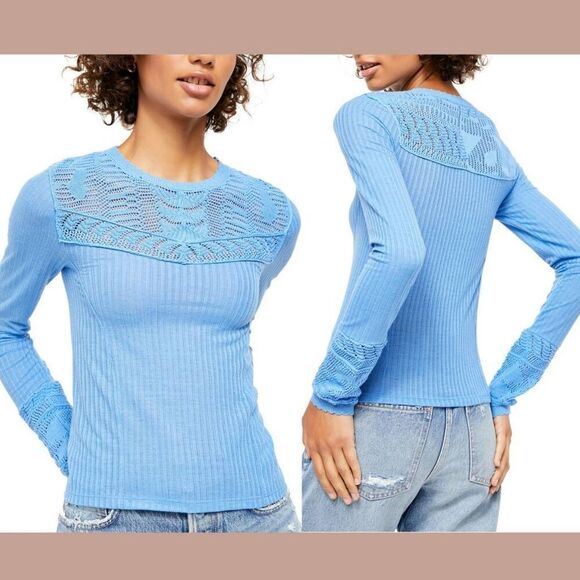 Free People FP Colette Top Celendula Blue - Picture 1 of 8